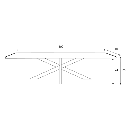 Table de salle à manger en chêne massif et pied métal Jos CASTLE LINE coloris, longueur 300cm - Dimensions I Axodeco.fr