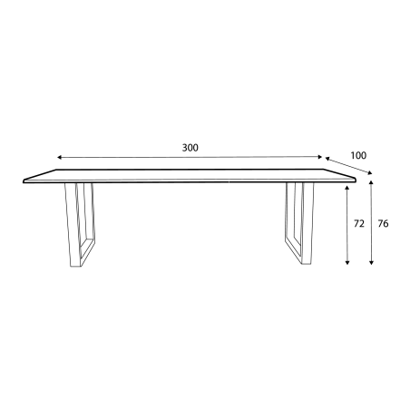 Table de repas en chêne massif Dima CASTLE LINE avec pieds métal noir, longueur 300cm - Dimensions I Axodeco.fr