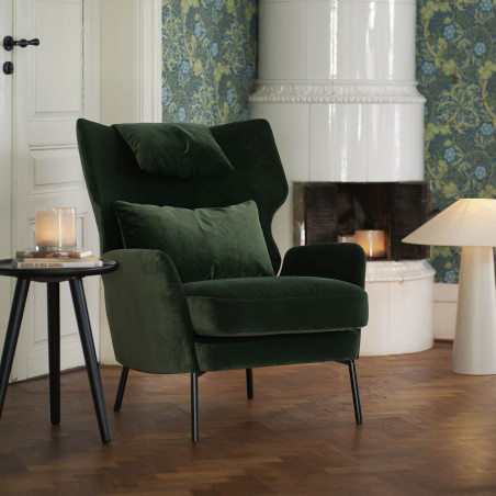 Fauteuil SITS en velours Alex coloris deep green avec pieds métal et repose-tête -  Ambiance I Axodeco.fr