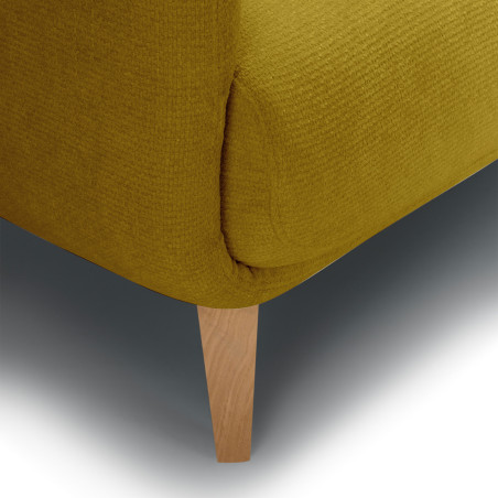 Lovseat SITS en tissu chenille Moa coloris warm yellow avec pieds bois - Zoom pied I Axodeco.fr