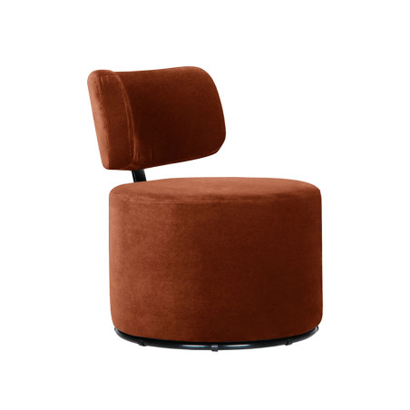 Fauteuil SITS en velours Mokka coloris rust avec pied pivotant - Vue latérale I Axodeco.fr