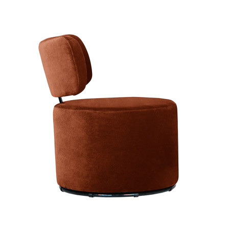 Fauteuil SITS en velours Mokka coloris rust avec pied pivotant - Vue de profil I Axodeco.fr