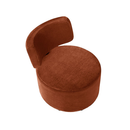 Fauteuil SITS en velours Mokka coloris rust avec pied pivotant - Vue de dessus I Axodeco.fr