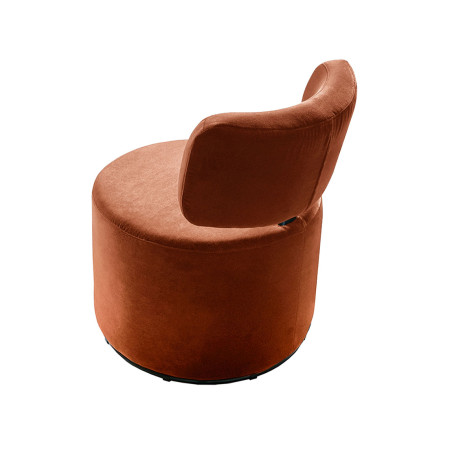 Fauteuil SITS en velours Mokka coloris rust avec pied pivotant - Vue de dos I Axodeco.fr