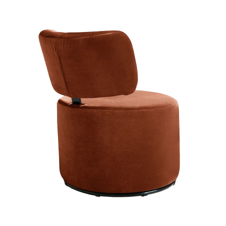 Fauteuil SITS en velours Mokka coloris rust avec pied pivotant - Vue de dos I Axodeco.fr