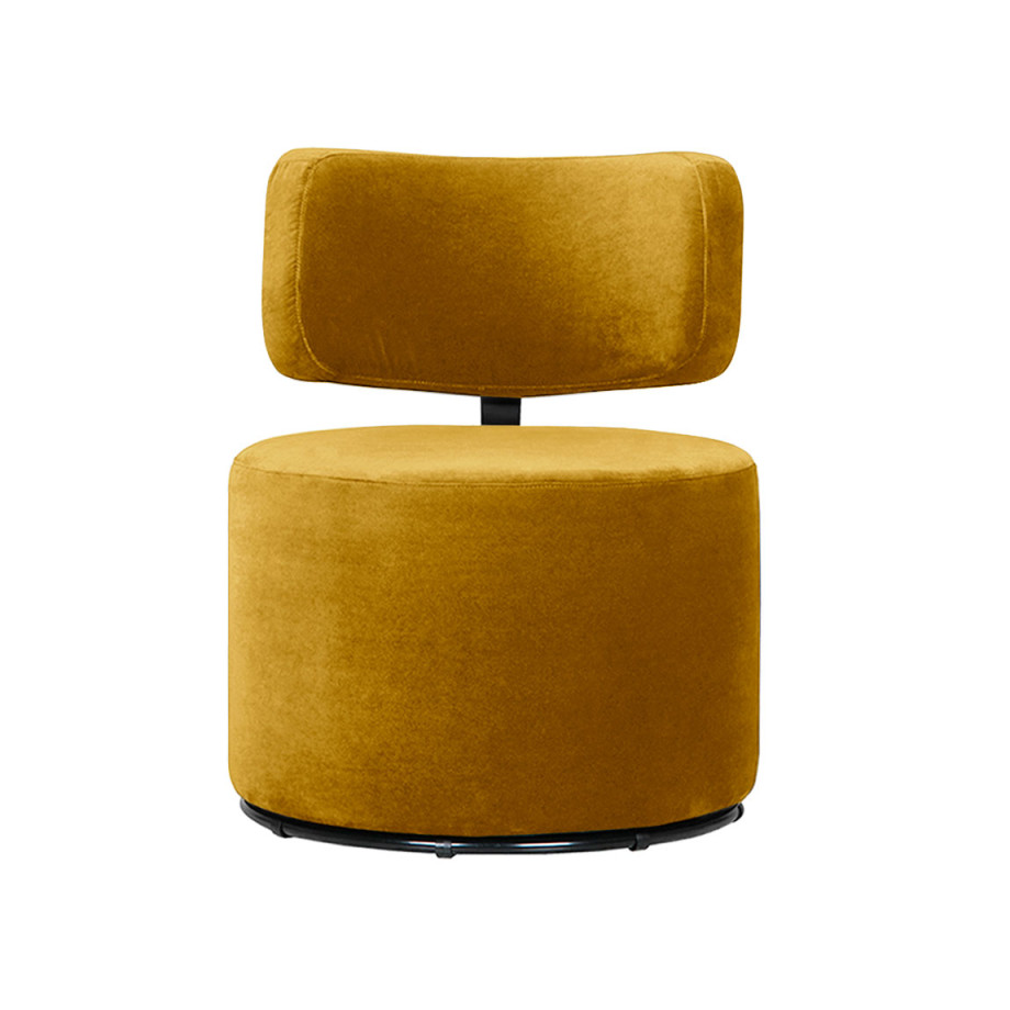 Fauteuil SITS en velours Mokka coloris yellow avec pied pivotant - Vue de face I Axodeco.fr