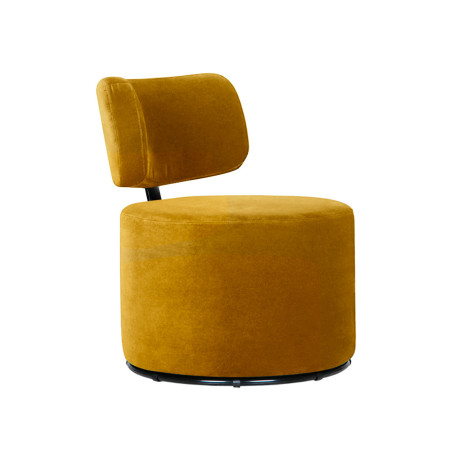 Fauteuil SITS en velours Mokka coloris yellow avec pied pivotant - Vue latérale I Axodeco.fr