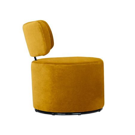 Fauteuil SITS en velours Mokka coloris yellow avec pied pivotant - Vue de profil I Axodeco.fr