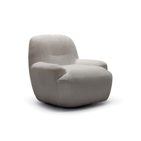 Fauteuil SITS en tissu chenille 100% recyclé Uma coloris light grey avec pied pivotant - Vue de face I Axodeco.fr