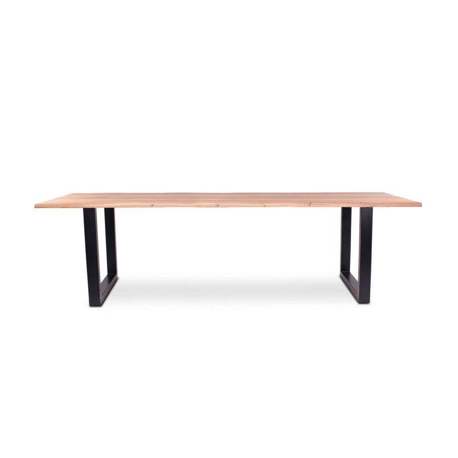 Table de repas en chêne massif Dima CASTLE LINE avec pieds métal noir coloris Naturel Oak, longueur 300cm I Axodeco.fr