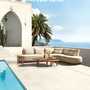 🌿 Salon de jardin Pisang - Castle Line  
Un design organique, du teck massif et des coussins beige sable ultra-résistants : Pisang transforme...