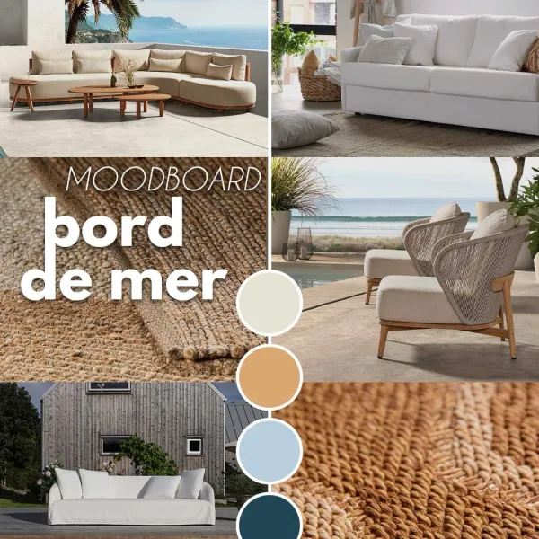 🌊 Ambiance bord de mer 

Inspiré par les paysages côtiers, ce moodboard déco aux accents bord de mer mêle matières authentiques, teintes... Galerie Instagram