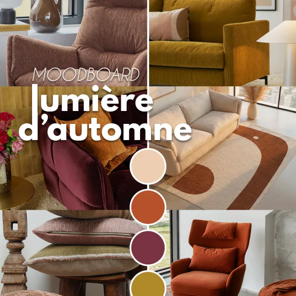 🍂 Ambiance lumière d'automne

Inspiré par les couleurs de la saison, ce moodboard mêle des teintes ocre, terracotta, brun chaud et beige pour... Galerie Instagram